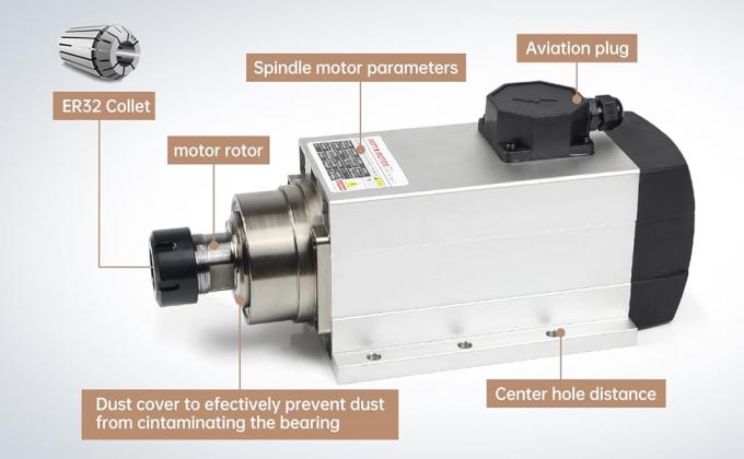 4.5KW Frigor&iacute;fico CNC Fuso Motor Quadrado Flange 18000rpm ER32 4 Rolamentos 1