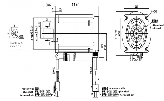 CNC Controller AC Servo Motor Kit 3000rpm 64Ncm 200W 17 Bit Encoder Magn&eacute;tico 1